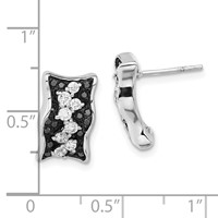 Sterling Silver Black & White CZ Post Earrings view 3