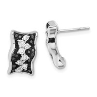 Sterling Silver Black & White CZ Post Earrings view 1