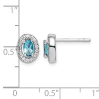 Sterling Silver Rhod-plated Earrings with Light Blue and White CZ Oval view 4