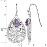 Sterling Silver Rhodium-plated Amethyst Teardrop Shepherd Hook Earrings view 4