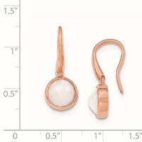 Sterling Silver Earrings with White CZ Rose-tone Shepherd Hook view 2