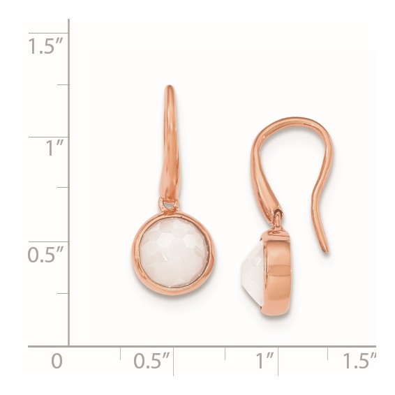 Sterling Silver with White CZ Rose-tone Shepherd Hook Earrings