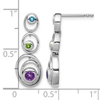 Sterling Silver Rhodium-plated Peridot Blue Topaz and Amethyst Earrings view 4