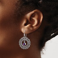 Sterling Silver Rhodium-plated Antiqued Filigree Amethyst Dangle Earrings view 3