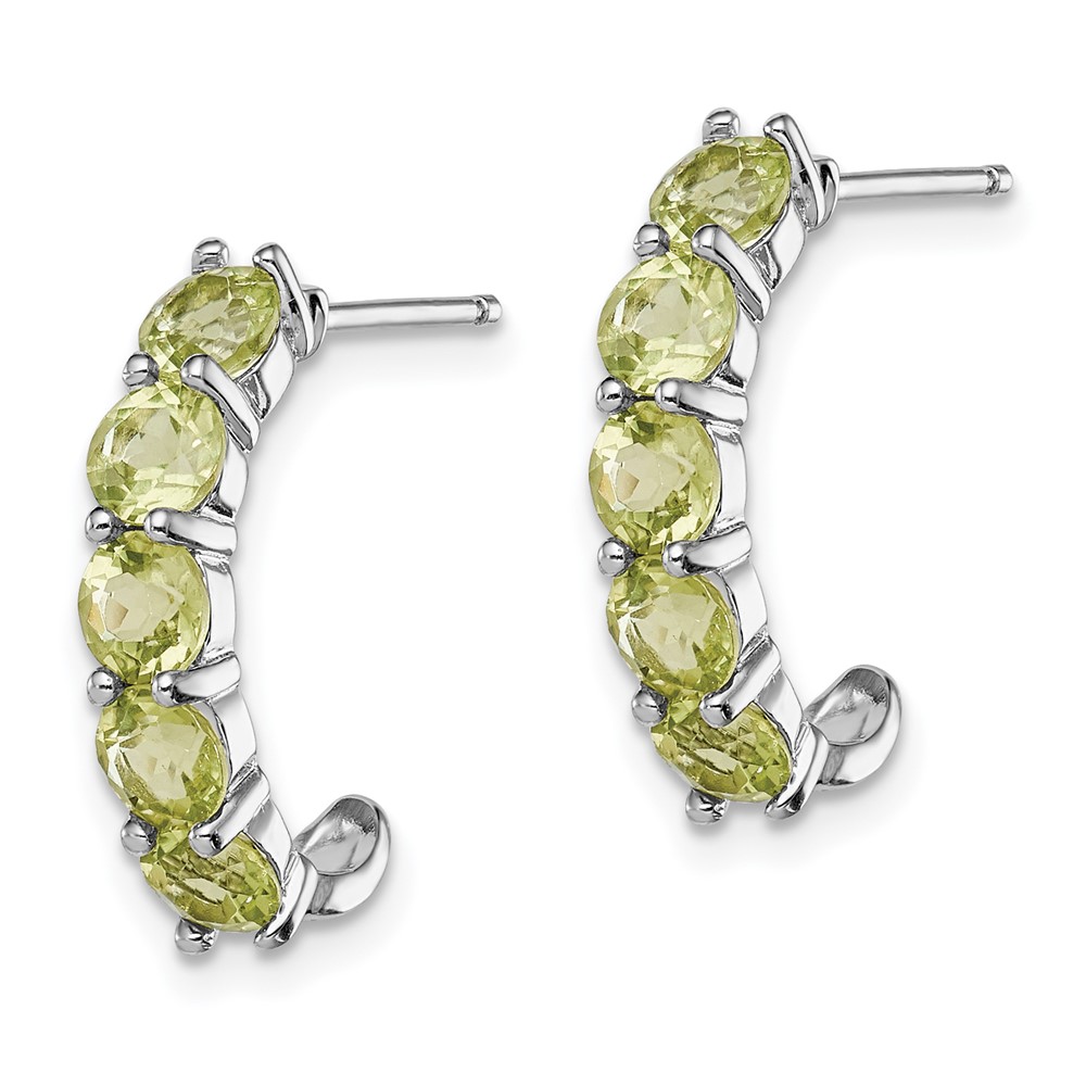 Sterling Silver Rhodium-plated Peridot J-Hoop Earrings (QE12614PE)