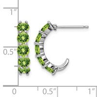 Sterling Silver Rhodium-plated Peridot J-Hoop Earrings view 4
