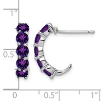 Sterling Silver Rhodium-plated Amethyst J-Hoop Earrings view 4