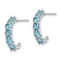 Sterling Silver Rhodium-plated Blue Topaz J-Hoop Earrings view 2