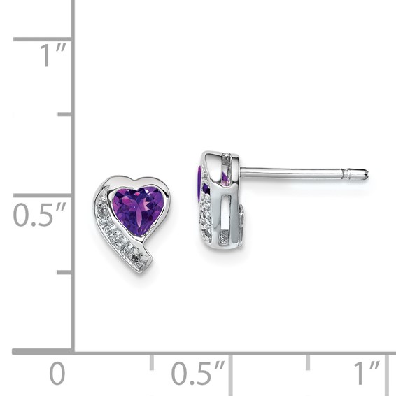 Sterling Silver Diamond and Gemstone Heart Earring