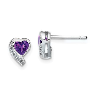 Sterling Silver Diamond and Gemstone Heart Earring