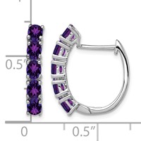 Sterling Silver Rhodium-plated Polished Amethyst Hinged Hoop Earrings view 4