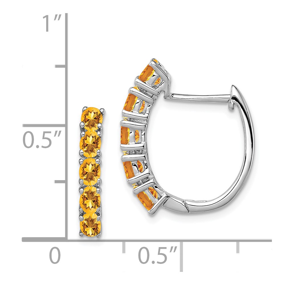 Sterling Silver Rhodium-plated Polished Citrine Hinged Hoop Earrings (QE12619CI)