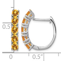 Sterling Silver Rhodium-plated Polished Citrine Hinged Hoop Earrings view 4
