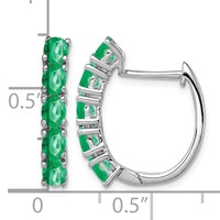 Sterling Silver Rhodium-plated Polished Emerald Hinged Hoop Earrings view 4