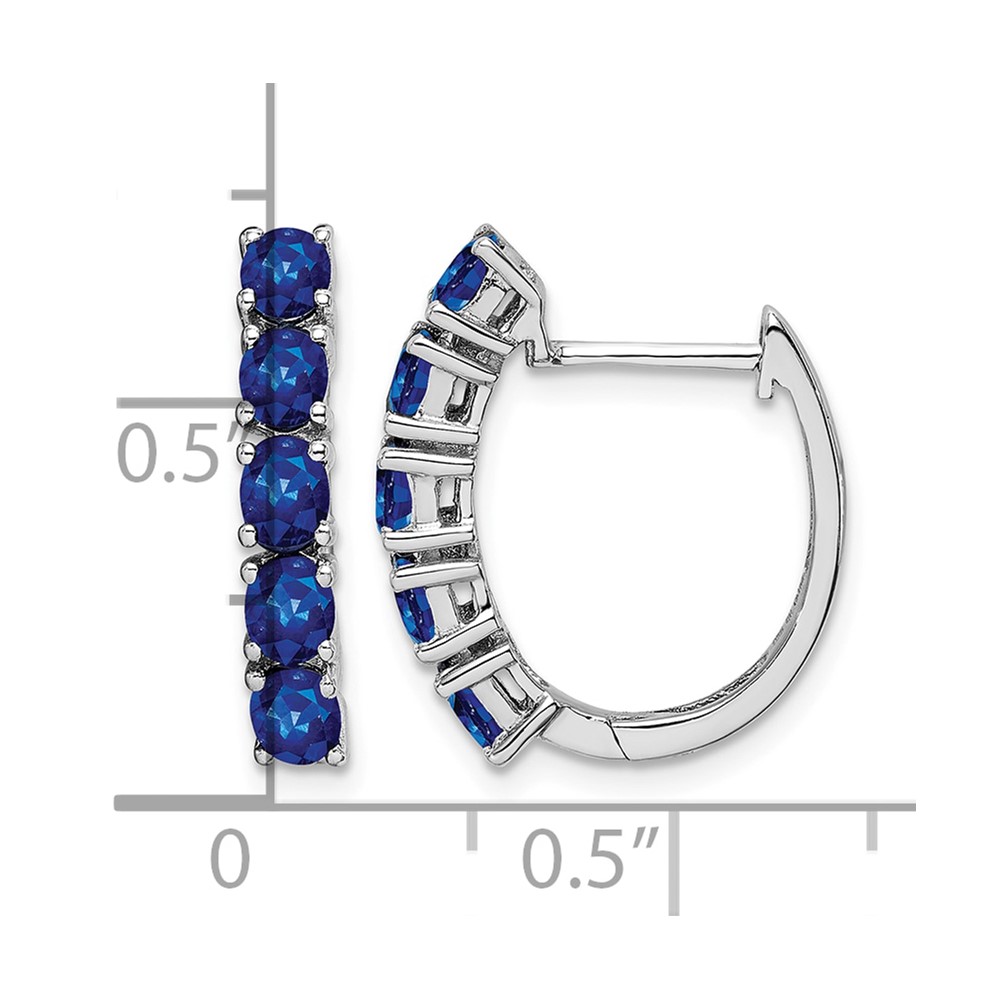 Sterling Silver Rhodium-plated Polished Sapphire Hinged Hoop Earrings (QE12619S)