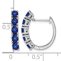 Sterling Silver Rhodium-plated Polished Sapphire Hinged Hoop Earrings view 4