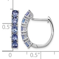 Sterling Silver Rhodium-plated Oval Tanzanite Hinged Hoop Earrings view 4