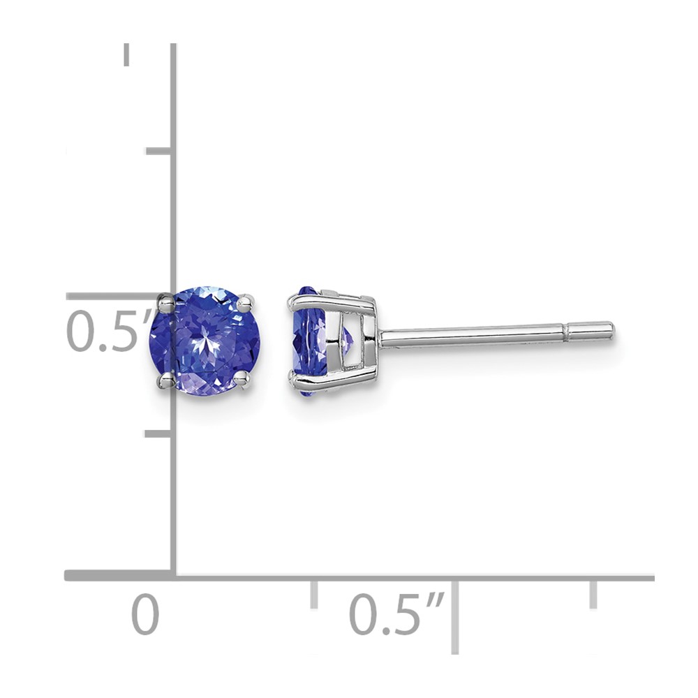 Sterling Silver Rhodium-plated Round Tanzanite Post Earrings (QE12621TZ)
