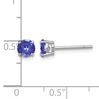 Sterling Silver Rhodium-plated Round Tanzanite Post Earrings view 4