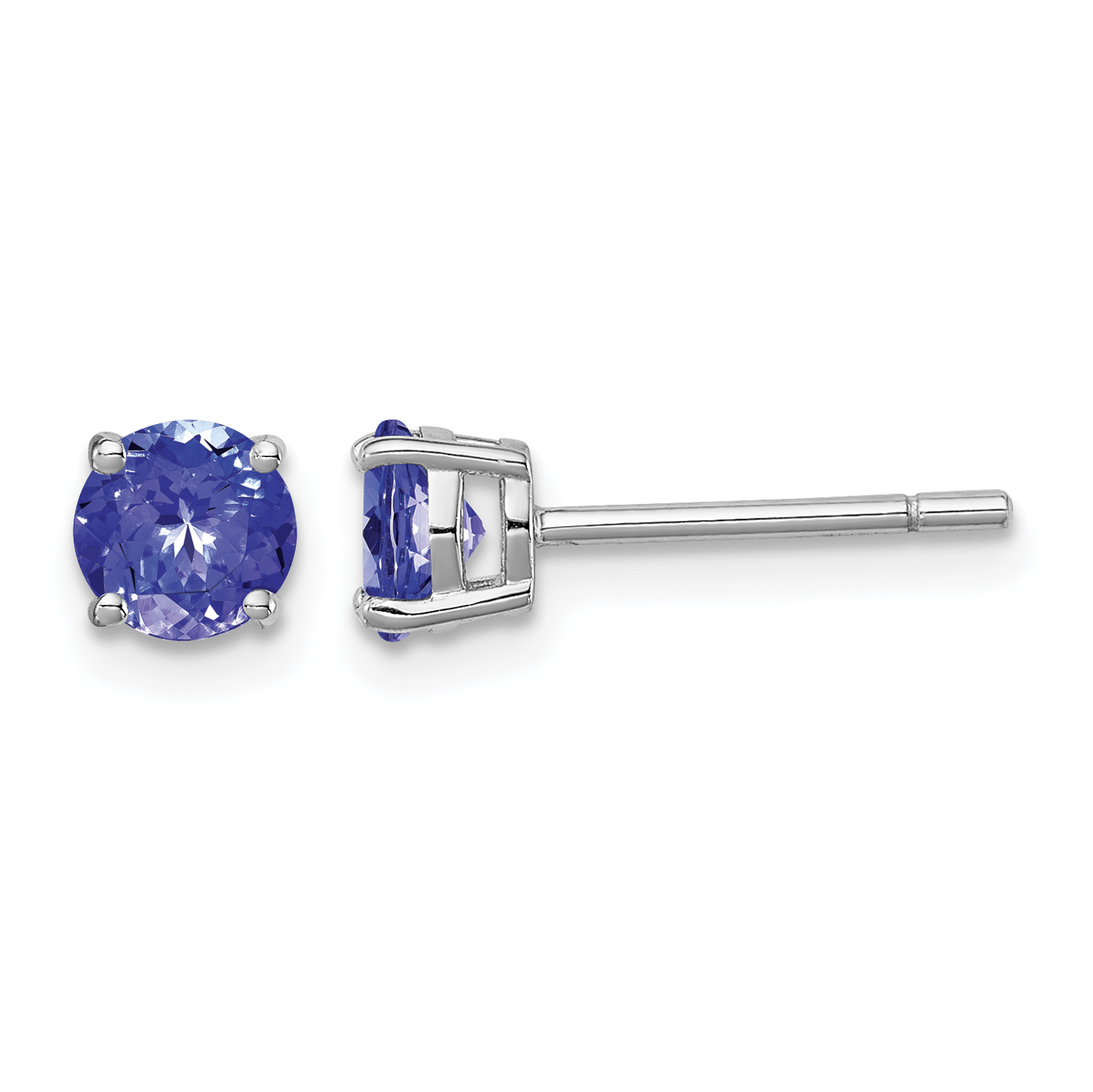 Sterling Silver Rhodium-plated Round Tanzanite Post Earrings (QE12621TZ)