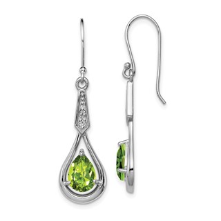 Sterling Silver Gemstone and CZ Shepards Hook Earring