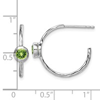 Sterling Silver Rhodium-plated Earrings with Peridot Post Hoop view 4