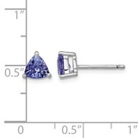 Sterling Silver Rhodium-plated Trillion Tanzanite Post Earrings view 4