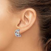 SS Rhodium-plated Amethyst Blue Topaz Garnet Citrine Omega Back Earrings view 3