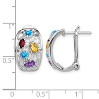 SS Rhodium-plated Amethyst Blue Topaz Garnet Citrine Omega Back Earrings view 4