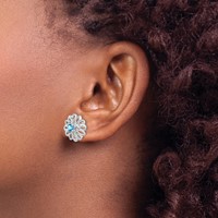 Sterling Silver Rhodium-plated Blue Topaz Studs with Earring Jackets view 3
