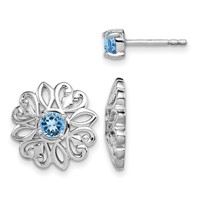 Sterling Silver Rhodium-plated Blue Topaz Studs with Earring Jackets view 1