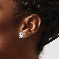 Sterling Silver Rhodium Created White Topaz & CZ Post Earrings view 3