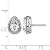 Sterling Silver Rhodium Created White Topaz & CZ Post Earrings view 4