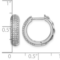 Sterling Silver Rhodium Diam. Hinged Hoop Earrings view 4