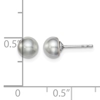 Sterling Silver Rhodium-plated 5-6mm Grey Button Freshwater Cultured Pearl Post Earrings view 4