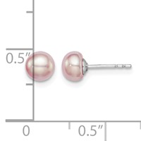 Sterling Silver Rhodium-plated 5-6mm Purple Button Freshwater Cultured Pearl Post Earrings view 4