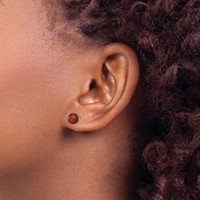 Sterling Silver Rhodium-plated 6-7mm Brown Round Freshwater Cultured Pearl Post Earring view 3