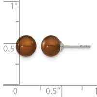 Sterling Silver Rhodium-plated 6-7mm Brown Round Freshwater Cultured Pearl Post Earring view 4