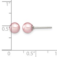 Sterling Silver Rhodium-plated 5-6mm Purple Round Freshwater Cultured Pearl Post Earring view 4