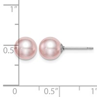 Sterling Silver Rhodium-plated 7-8mm Purple Round Freshwater Cultured Pearl Post Earring view 4