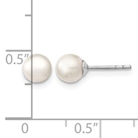 Sterling Silver Rhodium-plated 5-6mm White Round Freshwater Cultured Pearl Post Earrings view 4