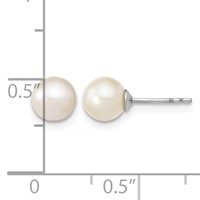 Sterling Silver Rhodium-plated 6-7mm White Round Freshwater Cultured Pearl Post Earrings view 4