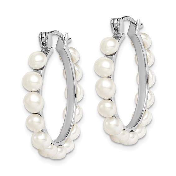 Sterling Silver FWC Pearl Hoop Earrings