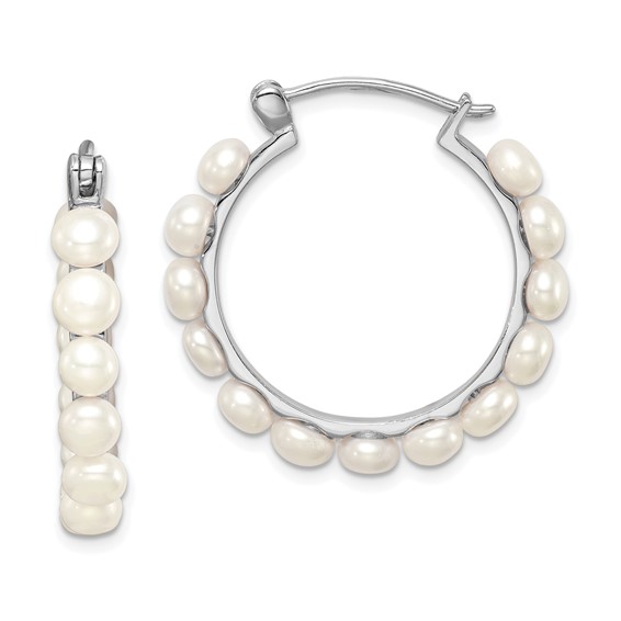 Sterling Silver FWC Pearl Hoop Earrings