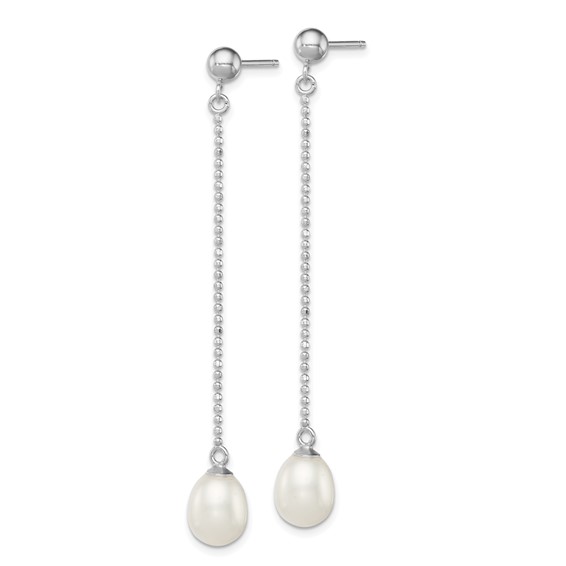 Sterling Silver FWC Pearl Post Dangle Earrings