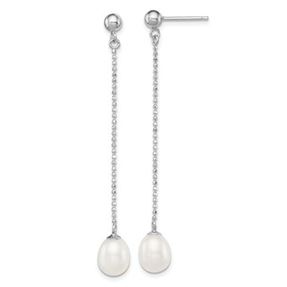Sterling Silver FWC Pearl Post Dangle Earrings