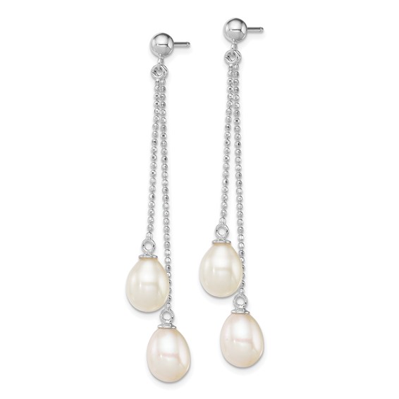 Sterling Silver FWC Pearl Post Dangle Earrings