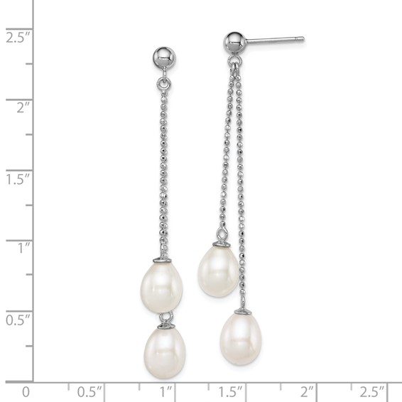 Sterling Silver FWC Pearl Post Dangle Earrings