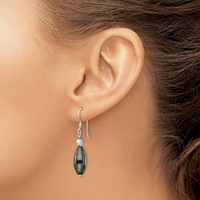 Sterling Silver Polished Crystal & Black Agate Dangle Earrings view 3