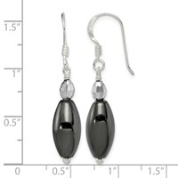 Sterling Silver Polished Crystal & Black Agate Dangle Earrings view 4